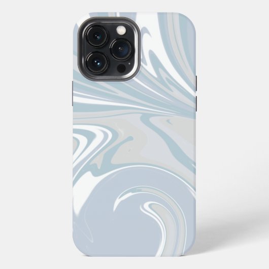 Blauw Witte Abstracte Golven Inspirerende Modern iPhone Hoesje (Achterkant)