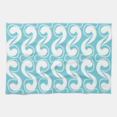 Blauw Witte Abstracte Kunst Theedoek (Horizontaal)