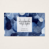 Blauw Witte Abstracte Monogram Moderne Visitekaart Visitekaartje (Voorkant)