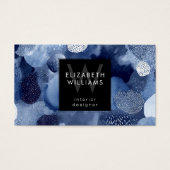 Blauw Witte Abstracte Monogram Moderne Visitekaart Visitekaartje (Voorkant)