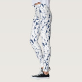Blauw Witte Abstracte Patroon Dames Leggings (Links)