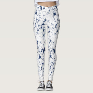 Blauw Witte Abstracte Patroon Dames Leggings
