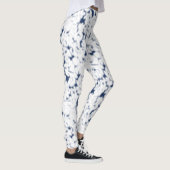 Blauw Witte Abstracte Patroon Dames Leggings (Rechts)