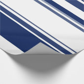 Blauw-witte Abstracte strepen Cadeaupapier (Hoek)