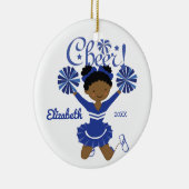 Blauw-witte Afrikaanse Cheerleader Ornament (Rechts)