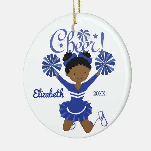 Blauw-witte Afrikaanse Cheerleader Ornament (Links)