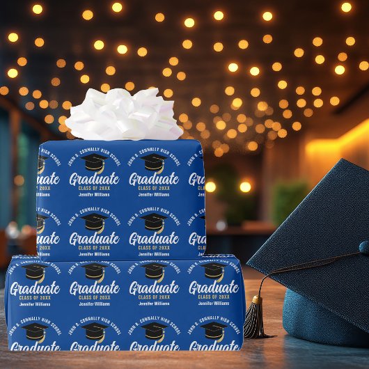 Blauw Witte Afstudeer Douane 2026 Afstuderen Cadeaupapier
