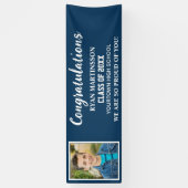 Blauw Witte Afstudeerfoto Hoge School Spandoek (Verticaal)