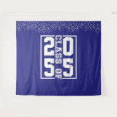 Blauw Witte Afstudeerklas van Sportieve Typografie Wandkleed (Voorkant (horizontaal))