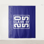 Blauw Witte Afstudeerklas van Sportieve Typografie Wandkleed (Voorkant)