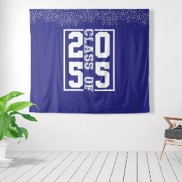 Blauw Witte Afstudeerklas van Sportieve Typografie Wandkleed