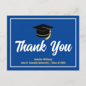 Blauw Witte Afstuderen Persoonlijke Dankjewel Briefkaart (Voorkant)