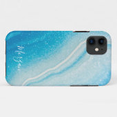 Blauw & Witte Agate Stijl Glitters, doe-het-zelf n Case-Mate iPhone Case (Achterkant (horizontaal))