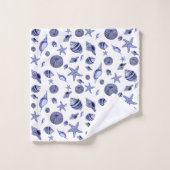 Blauw-witte alloverschelpen bad handdoek (Wasdoekje)