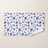 Blauw-witte alloverschelpen bad handdoek (Handdoek)