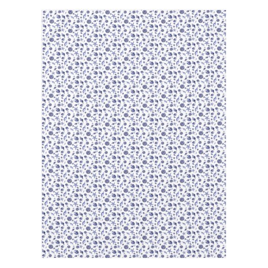 Blauw-witte alloverschelpen tafelkleed (Voorkant)