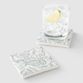 Blauw-witte ananas paradijs stenen onderzetter (Zijkant)