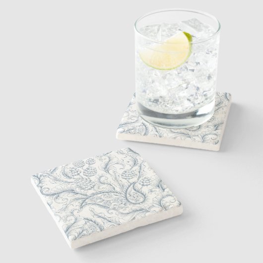 Blauw-witte ananas paradijs stenen onderzetter (Zijkant)