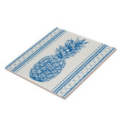 Blauw-witte ananas silhouet patroon tegeltje (Zijkant)