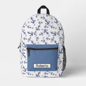 Blauw-witte ankers bedrukte rugzak (Voorkant)