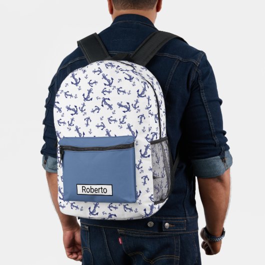 Blauw-witte ankers bedrukte rugzak (Insitu (model))