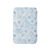 Blauw Witte Aquarel Bloemen Badmat (Voorkant Verticaal)