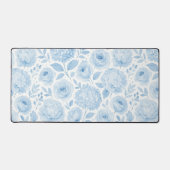 Blauw Witte Aquarel Bloemen Bureaumat (Voorkant)