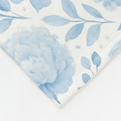 Blauw Witte Aquarel Bloemen Fleece Deken (Hoek)