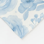 Blauw Witte Aquarel Bloemige Monogram Naam Fleece Deken (Hoek)