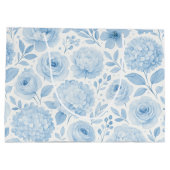 Blauw Witte Aquarel Bloemmotief Groot Cadeauzakje (Achterkant)