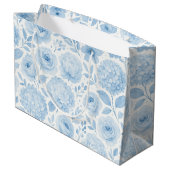Blauw Witte Aquarel Bloemmotief Groot Cadeauzakje (Achterkant Gekanteld)