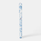 Blauw Witte Aquarel Bloemmotief iPhone 16 Hoesje (Linkerkant)