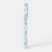 Blauw Witte Aquarel Bloemmotief iPhone 16 Hoesje (Rechterkant)