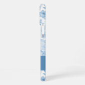 Blauw Witte Aquarel Bloemmotief Naam iPhone Hoesje (Linkerkant)