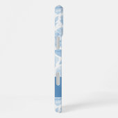 Blauw Witte Aquarel Bloemmotief Naam iPhone Hoesje (Rechterkant)