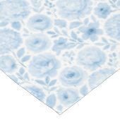 Blauw Witte Aquarel Bloemmotief Tafelkleed (Gekanteld)