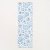Blauw Witte Aquarel Bloemmotief Yogamat (Voorkant)