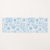 Blauw Witte Aquarel Bloemmotief Yogamat (Voorkant (horizontaal))