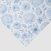 Blauw Witte Aquarel Bloempatroon Tissuepapier (Detail)