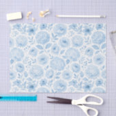 Blauw Witte Aquarel Bloempatroon Tissuepapier (Craft)