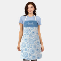 Blauw Witte Aquarel Bloemstuk Aangepaste Naam