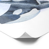 Blauw Witte Aquarel Orka Orka Poster (Hoek)