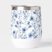 Blauw Witte Aquarel Wilde Bloem Bloemmotief (Rechts)