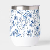 Blauw Witte Aquarel Wilde Bloem Bloemmotief (Links)