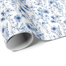 Blauw Witte Aquarel Wilde Bloem Bloemmotief