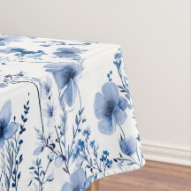 Blauw Witte Aquarel Wilde Bloem Bloemmotief