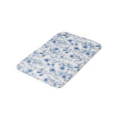 Blauw Witte Aquarel Wilde Bloem Bloemstuk Badmat (Gekanteld)