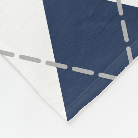 Blauw-witte Argyle plaid monogram Fleece Deken (Hoek)