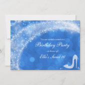 Blauw & Witte Assepoester Glitter Hak Feest Kaart (Voorkant)