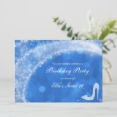 Blauw & Witte Assepoester Glitter Hak Feest Kaart (Staand voorkant)